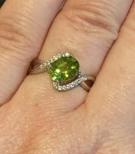 Natural Peridot Ring S925 Sz 6,7,8 - Picture 1 of 5