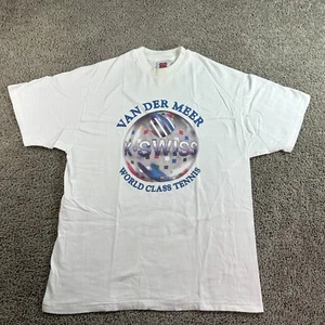 VINTAGE 90s K Swiss Shirt Mens Large White Disco Ball Tennis Single Stitch * - Picture 1 of 12