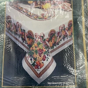 Tobin Thanksgiving Fall Autumn Cotton Polyester 52" x 70" Table Cloth NIP Oblong - Picture 1 of 6