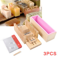 Silicone Soap Mold Wooden Box Cutter Making Tool Kit Loaf Cake Baking Molds Usa