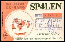 QSL Radio Card "SP4LEN,Leszek Turczewski,Map,Earth,Bialystok DX-Gang", (Q3343)
