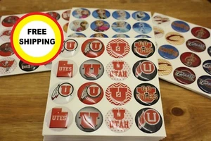 UTAH UTES 16-PIECE SET 1" ROUND STICKERS WITH CLEAR DOME COVER - Picture 1 of 4