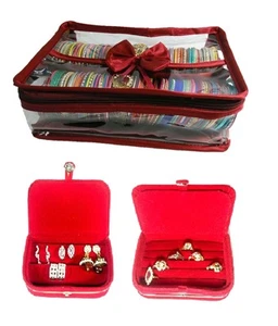 Combo 2 Roll Bangle Bag Ring Earring Boxes Travel Organizer Jewelry Storage Case - Picture 1 of 11