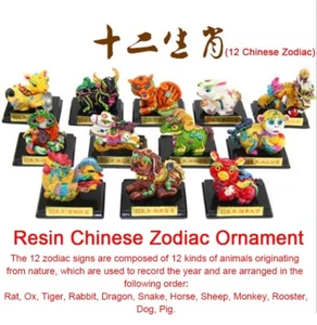 12 Chinese Zodiac Resin Craft Home Office Handcrafts Figure Feng Shui Decoration - Picture 1 of 30