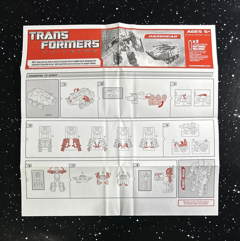 Hasbro Transformers Universe Autobot Hardhead Instruction Sheet - Image 1 of 1