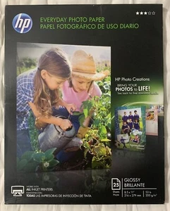 HP Glossy Everyday Photo Paper Discontinued By HP 25 Sheets, 8.5" x 11" FreeShip - Picture 1 of 12