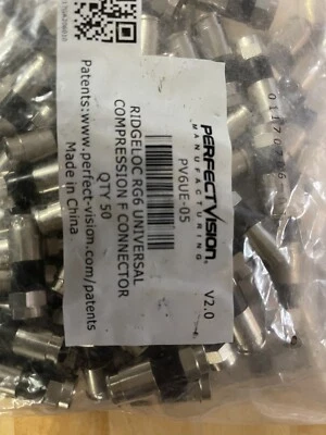 Perfect Vision PV6UE-05 Ridgeloc Compression Connectors RG6 Coax Cable Bag of 50 - Image 1 of 3