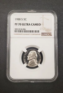 1988-S PF 70 ULTRA CAMEO Jefferson Nickel NGC, TOP POP, 5c *RARE* - Picture 1 of 2