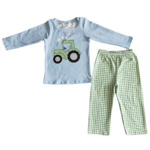 Kids Long Sleeve Pajama Set 2pcs Sleepwear Truck Print Nightwear - Picture 1 of 4