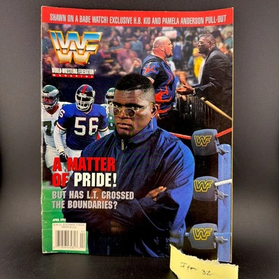 WWF Magazine April 1995 Lawrence Taylor - HBK Pamela Anderson Poster Included!! - Image 1 of 4
