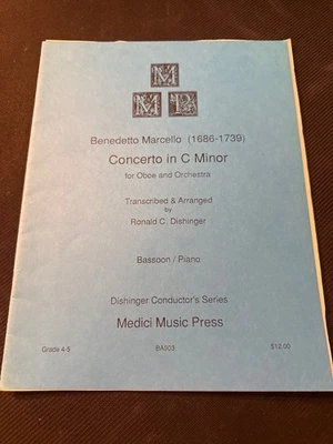 Benedetto Marcello Concerto in C Minor Bassoon & Piano Medici Music Press Book - Image 1 of 3
