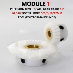 Modulo 1 Ingranaggio Conico POM Plastica 90° 1:2 Accoppiamento 20/40 Denti Ingranaggio Mitra Precisione - Foto 1 di 16