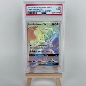Pokémon TCG Reshiram GX Dragon Majesty Holo Card 71/70 Secret Rare PSA 9 Rainbow - Picture 1 of 2