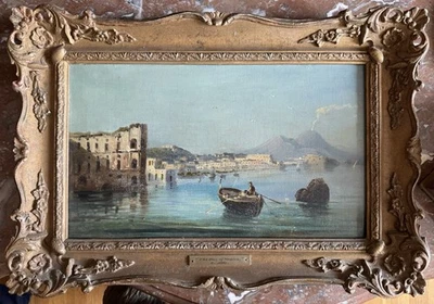 C. Jori Italain Original Painting Art Bay of Naples Vesuvius 19th Century - Image 1 of 4