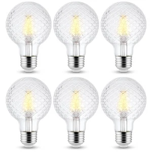 Paquete de 6 - Bombilla LED transparente de vidrio cortado G25 de 5,5 vatios regulable fila decorativa... - Imagen 1 de 7