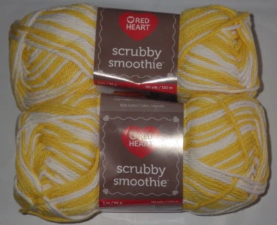 Red Heart Scrubby Smoothie Yarn, Lot of 2 Skeins, 3 oz, 131 yd, Sunshine - Image 1 of 2