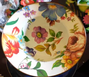 MACKENZIE-CHILD'S WHITE FLOWER MARKET ENAMEL, LARGE SERVING BOWL,NEW - Picture 1 of 2