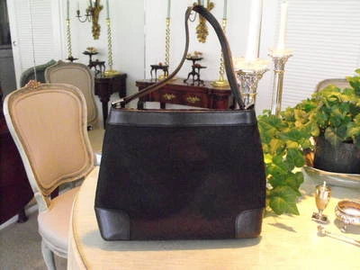 Bolso de Mano TALBOTS Negro Poli-Seda Matalese/Piel de Becerro con Llavero en Clip Interior Foto 1 de 4