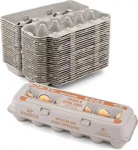 MT Products Printed Natural Pulp Egg Cartons Holds Up to Twelve Eggs - Beige - Picture 1 of 8