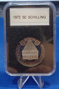 1973 Austria 50 Schilling, Bummerl House, 90% Silver Proof Coin, Mintage 158,200 - Picture 1 of 4