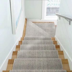 Custom Size Hallway/Stair Runner Beige Hand Tufted Ribbed New Zealand Wool Rug - Picture 1 of 4