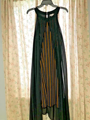 Vestido Avenue para mujer superpuesto talla 18-20 negro superpuesto/superposición a rayas maxi Foto 1 de 4