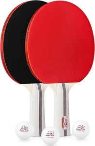 DOUBLE FISH Tischtennisschläger Set   2 x Schläger mit 3 Stück 3-Sterne Bällen - Zdjęcie 1 z 10