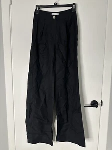 Bershka Pants Women’s Size 2 High Waisted Wide Leg Linen Blend - Picture 1 of 3