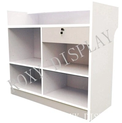 AMERICAN DRESS FORMS White Wood 48 Inch Wide Check Out Register POS Counter