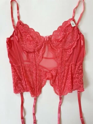 Corsés vascos de diseñador Shirley of Hollywood rosa encaje talla grande 40 Foto 1 de 4