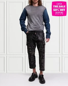 Jeans cargo DSQUARED2 strass prezzo consigliato €1490 IT48 US38 M mimetico ritagliato - Foto 1 di 9