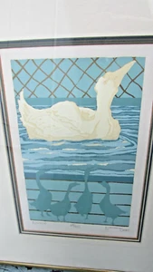 ARTISTA ALABAMA DAVID SIMMONS DIVERTIDO GANSOS IMAGEN FIRMADA NUMERADA 1984 SERIGRAFÍA - Imagen 1 de 8