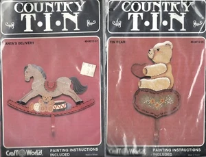 2 Vintage Country Tin Hanging Decor for Painting ~ Craft World - Bear & Horse - Picture 1 of 2