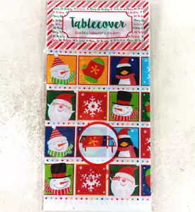 Christmas Plastic Tablecloth Vinyl 54" x 108" Rectangle Table Cover Xmas - Picture 1 of 5