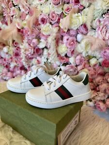 Gucci Toddler leather low-top sneakers- 433146 - Baby Shoe Sz 26 / 10 US White