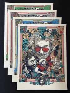 Jerry Garcia Set of 4 by Tyler Stout Grateful Dead Art Print Matching Numbers - Picture 1 of 13