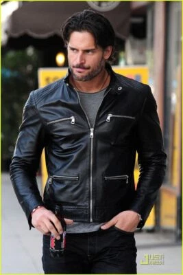 New Men Motorcycle black Lambskin Leather Jacket Coat - Image 1 of 4