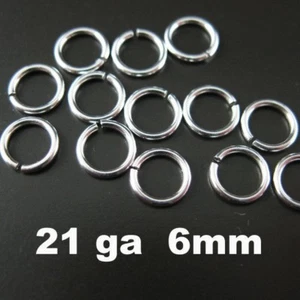 Anillos de salto abiertos de plata esterlina sólida calibre 21 6 mm (20 piezas) 925 Italia - Imagen 1 de 3