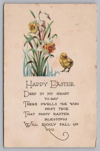 Postcard Happy Easter Deep in My Heart Today Chick Daffodils Unposted - Picture 1 of 2