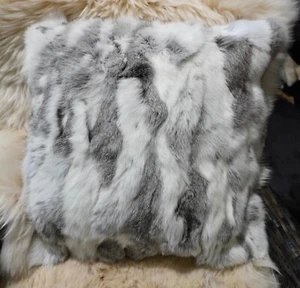 Beautiful Natural Grey & White 50cm Square Lapin Cushion Cover - Picture 1 of 7