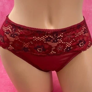 Adored by Adore Me Bikini Panties Burgundy Lace Glam Sissy Knickers 3X Plus - Picture 1 of 2