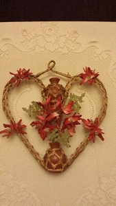 vtg handcrafted wall decor seashells clay vases rattan copper wire plastic beads - Picture 1 of 3