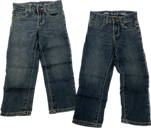 The Childrens Place Denim Jeans Boys Size 4 Blue Stretch Straight 2 Pair - Picture 1 of 13