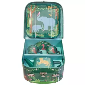 Sass & Belle Jungle Kids Tea Party Set Childrens Carry Case Picnic Toy Role Play - Picture 1 of 2