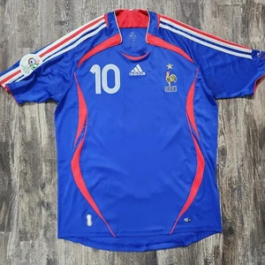 Camiseta de fútbol local Adidas Francia 2006 Zinedine Zidane hombre L Copa Mundial Madrid - Imagen 1 de 9