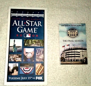 Yankee Stadium - Calendario de bolsillo de la temporada final 2008 y boleta del Juego de Estrellas 2008 - Imagen 1 de 3