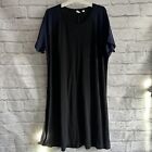 PREOWNED GAP TSHIRT DRESS BLACK WITH NAVY BLUE COLOR BLOCK SLEEVES XL