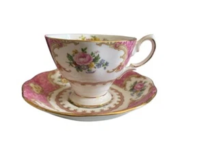 Royal Albert Bone China Rosa & Weiß Blumen Teetasse & Untertasse Set - Lady Carlyle - Bild 1 von 3