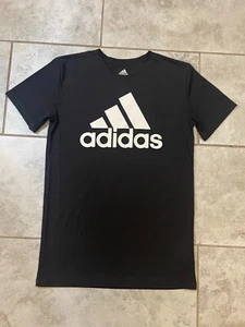 Adidas Logo T-Shirt Crew Neck Short Sleeves Men's Sz L(14-16) Black Brand New - Picture 1 of 8