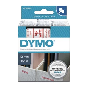 DYMO Red on Wht 12mmx7m Tape - Picture 1 of 1